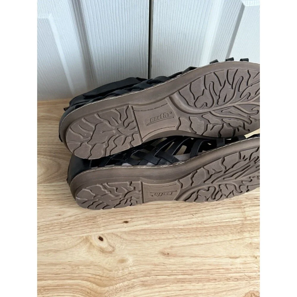 Earth Camellia Marconi Open Toe Sandals, Black Leather, Womens 11M